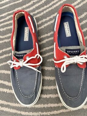 Sperry Red and Navy Two-Tone Men's Boat Shoes